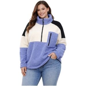 Kinesis NWT Sherpa / Fleece Shirt w/ Pockets Purple White Black Size 3X